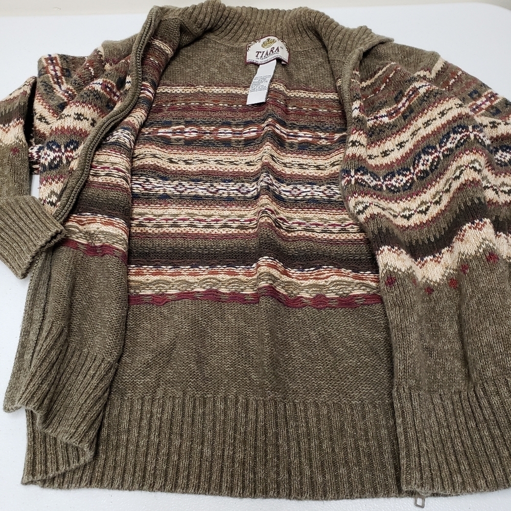 Tiara International Womens Full Zip Sweater Jacket Fair Isle Size Medium - Picture 4 of 8